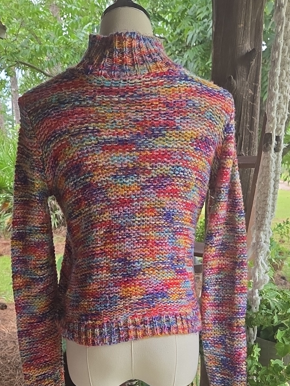 Loft Outlet Multi-color Mock Neck Sweater Size Extra Small - Picture 5 of 8